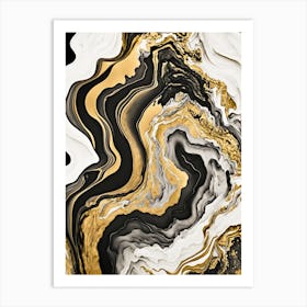 Abstract Gold And Black Marble Painting Art Print