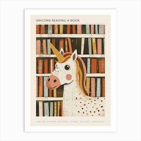 Unicorn Reading A Book Muted Pastels 4 Poster Art Print