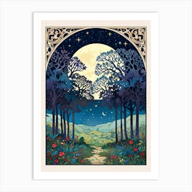 Full Moon In The Forest 3 Art Print