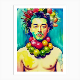 Man With Fruits Art Print