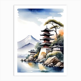 Japanese Landscape Watercolor Painting (71) Art Print