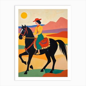 Woman On Horseback Art Print