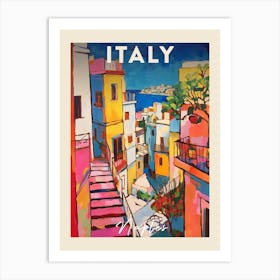Naples Italy 4 Fauvist Painting Travel Poster Art Print