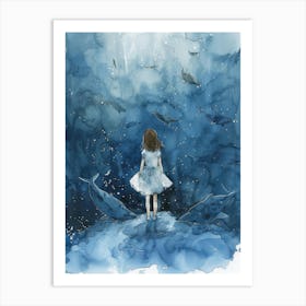 Little Girl In The Ocean Art Print