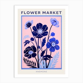 Blue Flower Market Poster Anemone 1 Art Print