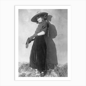 Cowgirl with a Gun, Western Aesthetic, Vintage Black and White Old Photo Art Print