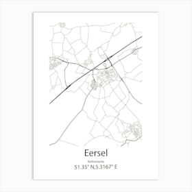 Eersel,Netherlands Minimalist Map Art Print