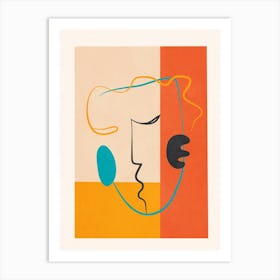 Abstract Face Line Design 04 Art Print