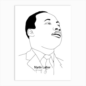 Martin Luther King Jr Activist Legend in Monoline Art Print
