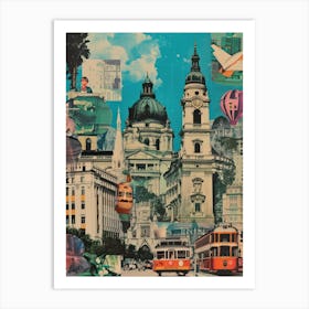 Vienna   Retro Collage Style 3 Art Print