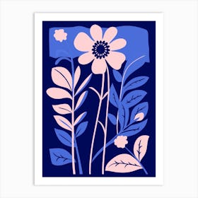 Blue Flower Illustration Daisy 2 Art Print