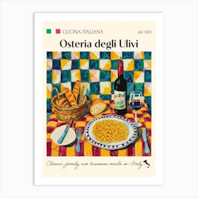 Osteria Degli Ulivi Trattoria Italian Poster Food Kitchen Art Print