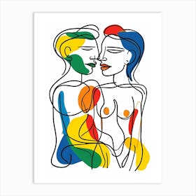 Entwined Souls in Color: Contemporary Abstract Minimalism Artwork Art Print