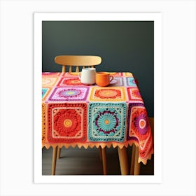 Crochet Dining Roon Retro Illustration 5 Art Print