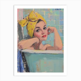 Retro Pinup Bath Painting  4 Art Print
