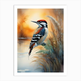 Woodpecker Watercolor Art Print