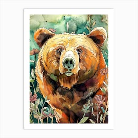 Brown Bear In The Wild animal art Art Print