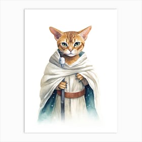 Abyssinian Cat As A Jedi 2 Art Print