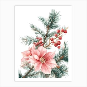 Watercolor Poinsettia Art Print