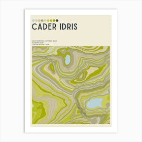 Cader Idris Wales Topographic Contour Map Art Print