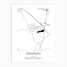 Griesheim,Germany Minimalist Map Art Print