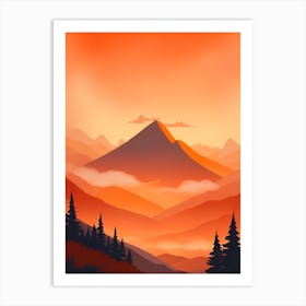 Misty Mountains Vertical Composition In Orange Tone 109 Art Print