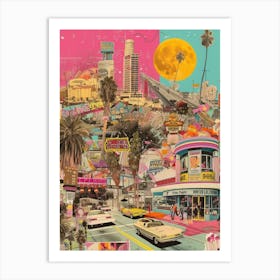 Los Angeles   Retro Collage Style 3 Art Print