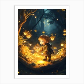 Little Boy In The Forest Art Print