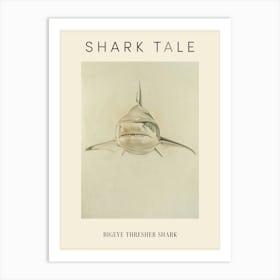 Bigeye Thresher Shark Vintage Illustration 2 Poster Art Print