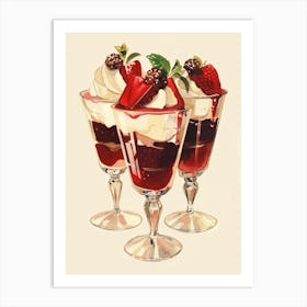 Strawberry Trifle With Jelly Vintage Cookbook Inspired 1 Art Print