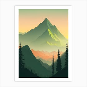 Misty Mountains Vertical Composition In Green Tone 97 Art Print