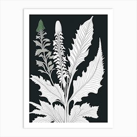 Horseradish Herb William Morris Inspired Line Drawing 1 Art Print