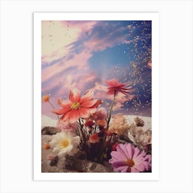 cosmic galactic flowers in the desert Art Print