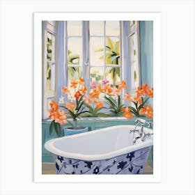 A Bathtube Full Of Freesia In A Bathroom 2 Art Print
