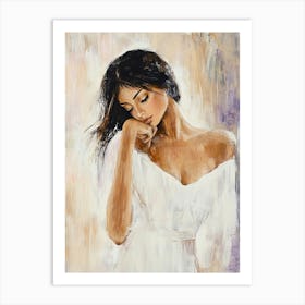 Woman In White Art Print