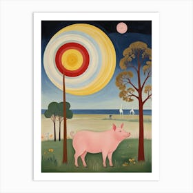 Pig In The Moonlight 1 Art Print