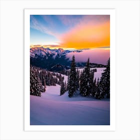 Courchevel, France Sunrise Skiing Poster Art Print