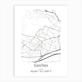 Garches,France Minimalist Map Art Print