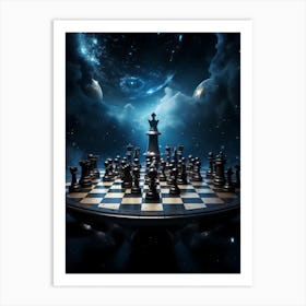 Chess Board In Space Art Print