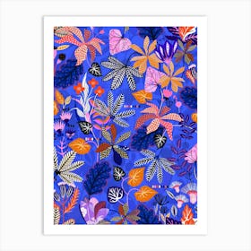Gardenia - Blue Orange Art Print