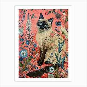 Floral Animal Painting Cat 2 Art Print