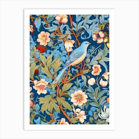 Wallpaper Pattern With Bird And Flowers Art Print