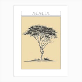 Acacia Tree Minimalistic Drawing 1 Poster Art Print