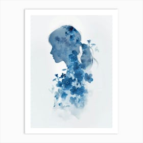 Portrait Of A Girl With Flowers Art Print