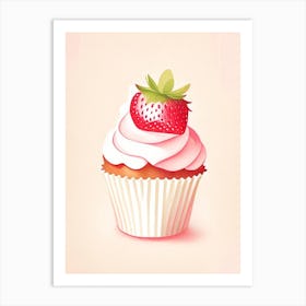 Strawberry Cupcakes, Dessert, Food Marker Art Illustration 1 Art Print