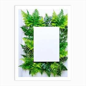 Nature Fern Square Hipster Blank Floral Blue Exotic Pastel Modern Fashion Plant Style T (6) Art Print