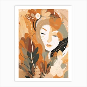 Bloom Body Woman Portrait Orange Tones 9 Art Print