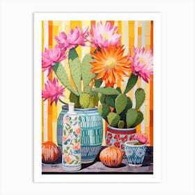 Cactus Painting Maximalist Still Life Trichocereus Cactus 4 Art Print