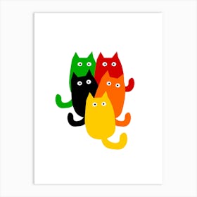 A Bunch Of Cats Art Print