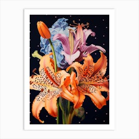 Surreal Florals Amaryllis 4 Flower Painting Art Print